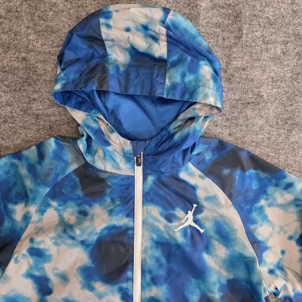 Air Jordan Windbreaker Jacket Kids XL 13-15 Years Blue Tie Dye Full Zip Hooded - Picture 2 of 13